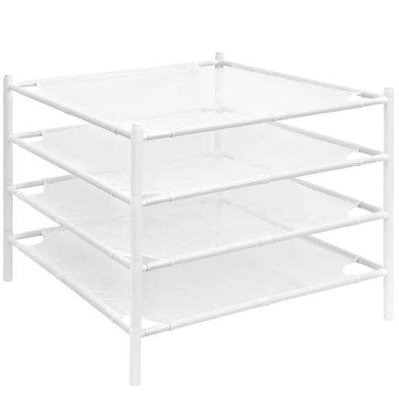 Sweater Drying Rack, Mesh Clothes Drying Rack, Stackable Laundry Drying Rack, Lay Flat Dryer for Delicates, Portable Dry Rack for Indoor or Outdoor, White, 4-Pack