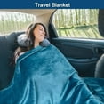 thumbnail image 5 of Bnuitland Travel Blanket and Pillow 2 in 1, Soft Flannel Airplane Blanket in Bag Compact-Long Flight Essential for Adults and Kids, Portable Luggage Sleeve and Backpack Clip, 65×40 inch Teal Blue, 5 of 6