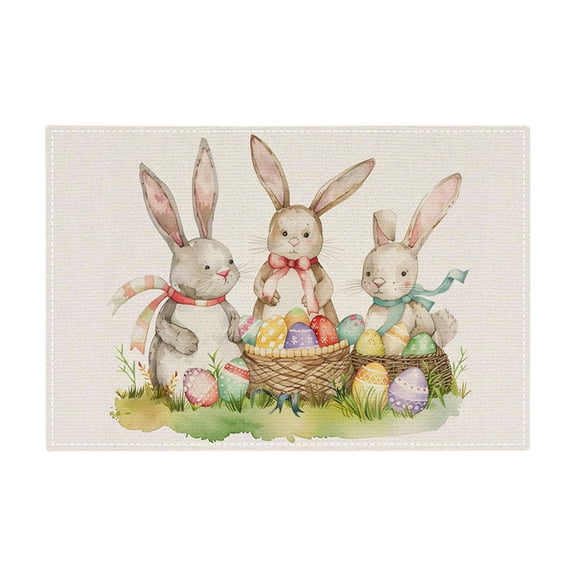 A Easter Theme Placemat Set Heat Resistant Washable Table Mat For Kitchen Dining Room Party Holiday Home Decoration 12 X 18 Inch