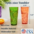 thumbnail image 2 of US Acrylic Optix Plastic Reusable Drinking Glasses (Set of 8)  Water Cups in Jewel Tone Colors | BPA-Free Tumblers, Made in USA | Top-Rack Dishwasher Safe, 2 of 8
