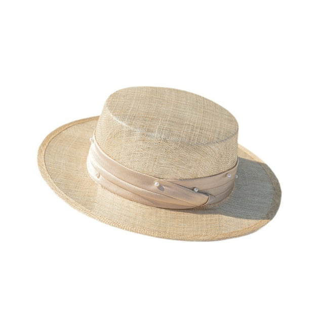 Sombrero de sol para mujer, sombrero de playa transpirable con parte plana para viajes, vacaciones, playa al aire libre Beige