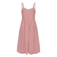 thumbnail image 4 of B91xZ Robes Sans Manches pour Femmes Col Rond Robes d'Été Sans Manches Couleur Unie Robes Midi Décontractées Amples, Rose L, 4 of 4