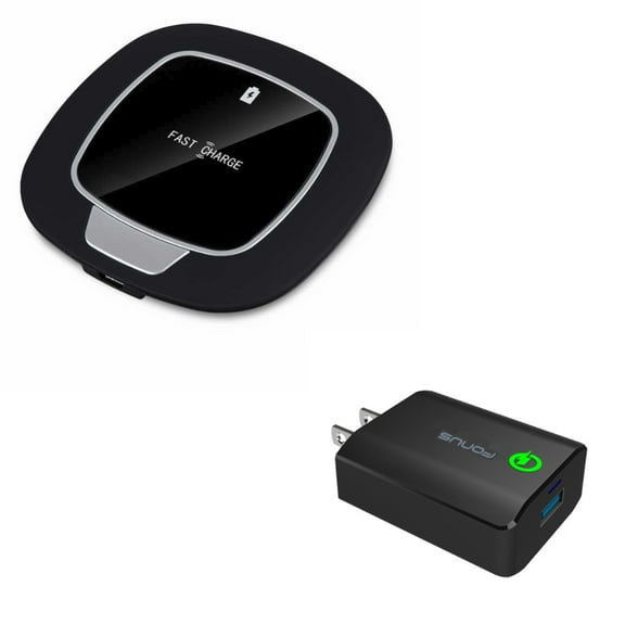 7.5W and 10W Fast Charging Ultra Slim Wireless Charger Pad w 18W Adaptive Fast USB Home Wall Travel AC Charger Compact M7D for LG Google Nexus 5 4, G8 ThinQ, G7 ThinQ - Motorola Droid Turbo