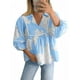 thumbnail image 1 of Blusa Tankaneo para mujer con estampado floral y peplum, cuello en V, azul claro, 1 of 5