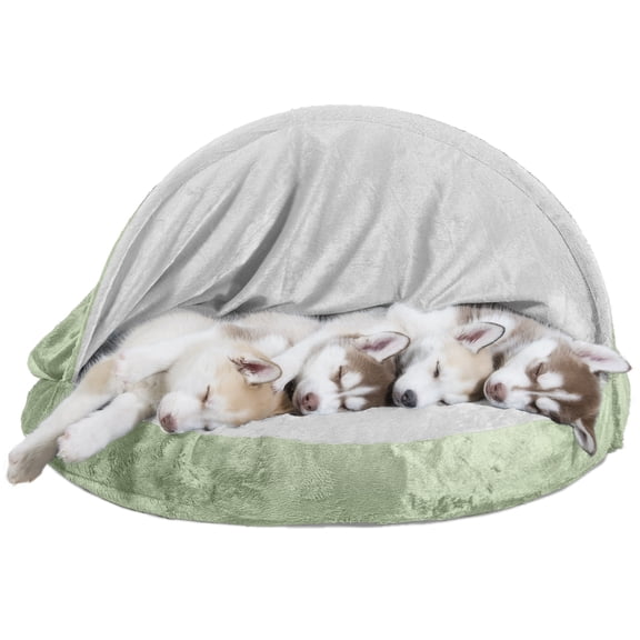 FurHaven Pet Products Microvelvet Snuggery Orthopedic Pet Bed for Dogs & Cats - Sage, 35" Base