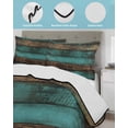 thumbnail image 4 of Vintage Teal Stripe Twin Size Down Alternative Comforter, Lightweight Comforter Quilt Bedding Set with Pillow Shams Farmhouse Shabby Turquoise All Seasons Bed Comforter Duvet Insert 68"x86", 4 of 7