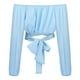 thumbnail image 5 of Blusa de manga larga sin tirantes para mujer Color sólido con hombros descubiertos y manga farol fruncida Pompotops  gfhjh7969, 5 of 9