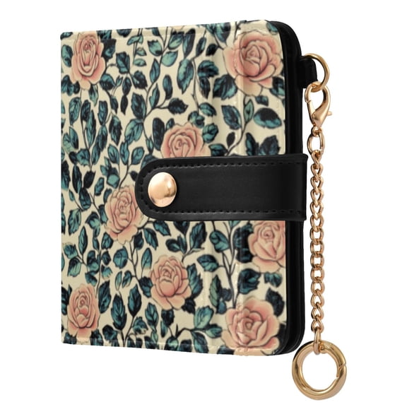 Women’s Wallet RFID Blocking PU Leather Magnetic Snap Zipper Coin Pocket 7 Card Slots Perfect Gift for Her Light Pink Vintage Rose