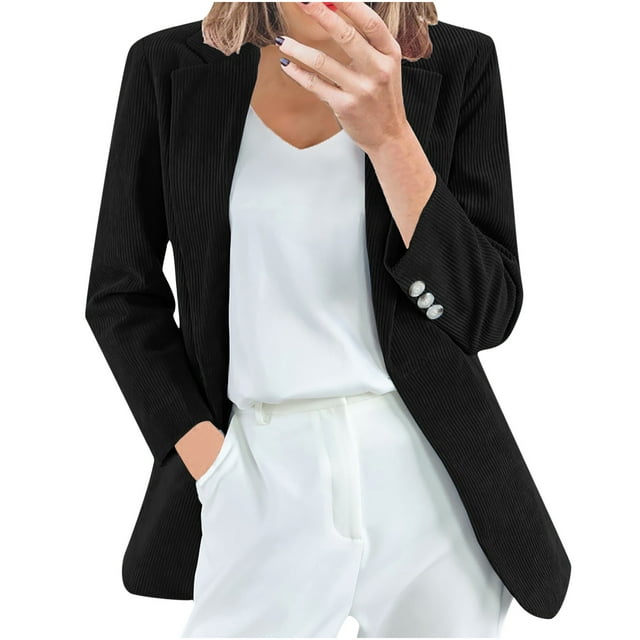 CEHVOM Cardigan d'Extérieur pour Femmes à Manches Longues, Veste Manteau à Boutons avec Col Rabattu