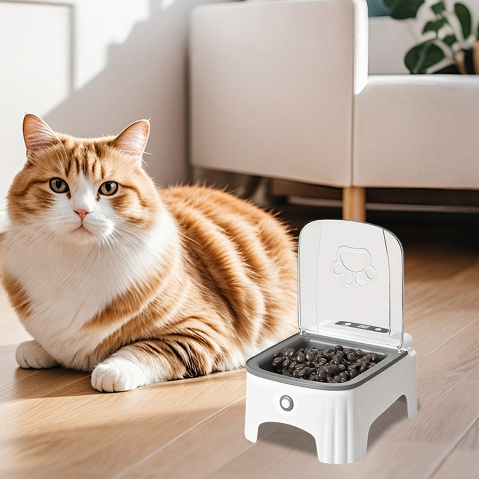 Smart Automatic Pet Feeder with Sensor Lid Opening and Programmable Timer for Cats and Dogs