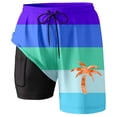 thumbnail image 2 of YAYUBA Black Swim Trunks Men Long 2 In 1 Liner Compression Stretchy Quick Dry Breathable Solid Swimwear Light Upf Stretch Lined Beach Men Swim Brief, 2 of 4