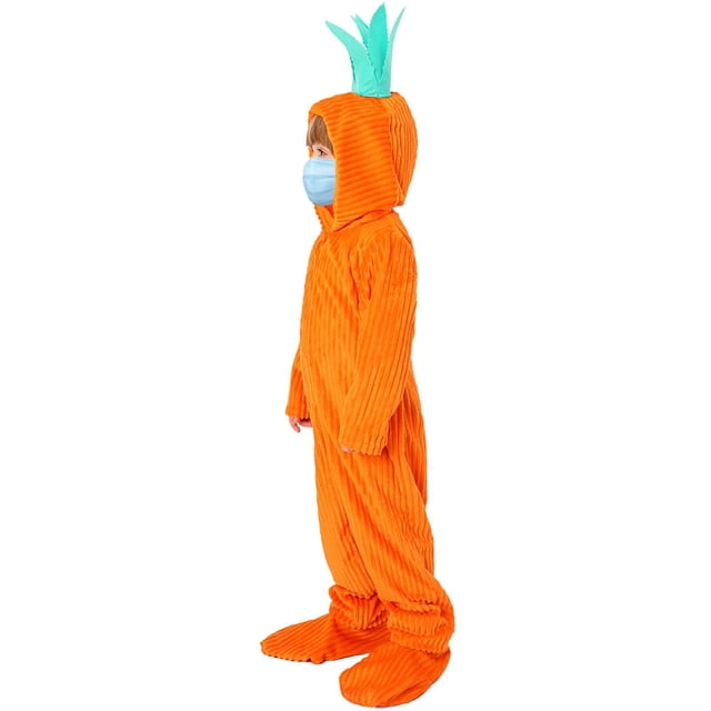 BELOVING Costume de Carotte pour Enfants, Tenue de Cosplay de Nourriture, Combinaison de Carotte, Pyjama de Fête pour Rôle L