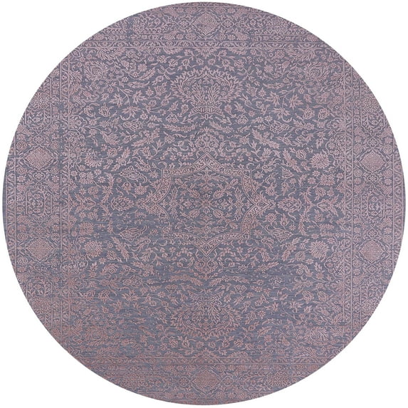 Ahgly Company Indoor Round Mid-Century Modern Pastel Violet Purple Area Rugs, 8' Round