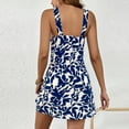 thumbnail image 5 of Women's Summer Dress Criss Cross Halter Dress Mini Beach Dress Tropical Leaf Printed Dress Blue XL, 5 of 6