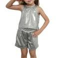 thumbnail image 4 of VNKIDY Girl's Tank Top Kids Solid Color Sequin Sleeveless Relaxed Fit Top For Party Performance Daily Casual Wear Soft Top, 4 of 4