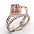thumbnail image 3 of Boho & hippie 2.00 Carat Princess Cut Morganite And Diamond Moissanite Dainty Engagement Ring, Classic Wedding Ring, One Matching Band in 10k Solid Rose Gold, Gift For Her, Promise Ring, Bridal, 3 of 3