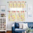 thumbnail image 2 of Fruit Leaves Kitchen Curtains Valances and Tiers Set of 3 Pink Peaches Yellow Lemons Summer Plant Tier Curtains and Valance with Rod Pocket for Small Windows, 27.5"x24", 2 of 9