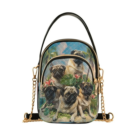 ALAZA Chain Crossbody Bags for Women Pug Dog on Island Shoulder Handbag Phone Purse