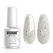 Vishine Soak Off UV LED Gel Polish Lacquer Nail Art Manicure Varnish Clear with Glitter Sequins 1589