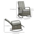 thumbnail image 3 of Outsunny Chaise Berçante en Osier avec Coussin Doux Repose-Pieds Réglable Gris, 3 of 10