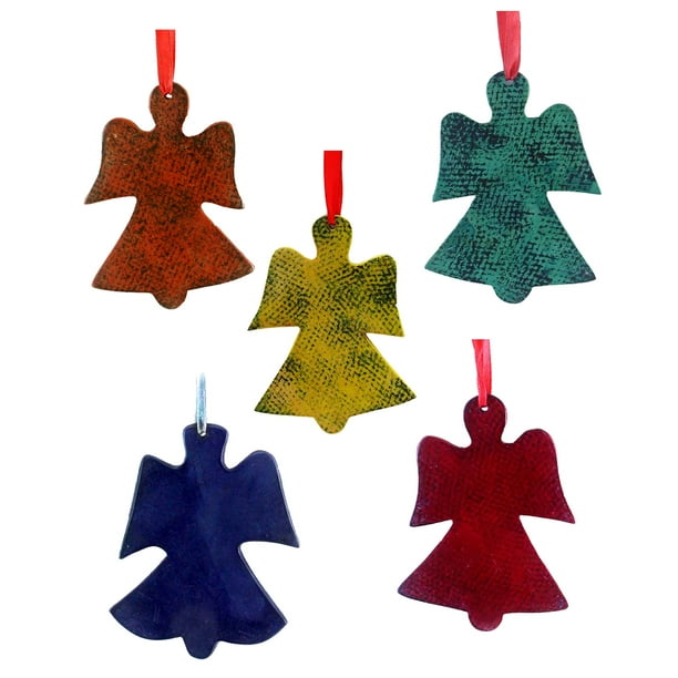Handcrafted Slice Angel Ornament Hanging Figurine Art By The Tribesmen Of Kenya The Ornament Is Smooth Elegant Cool And Soothing Soapstone Painted By Kisii Artisan Set Of 5 Walmart Com Walmart Com