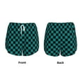 thumbnail image 3 of Gaeub Black And Teal Checkerboard Print Women's Athletic Shorts,High Waisted Running Shorts,Pocket Sporty Short,Gym Elastic Workout Shorts-Small, 3 of 7