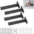 thumbnail image 1 of Heavy Duty Floating Shelf Brackets, Industrial Metal Supports for Rust Resistance, Matte Black Finish Adds Style, 4PCS Pack for Customized Shelving Systems, 1 of 5