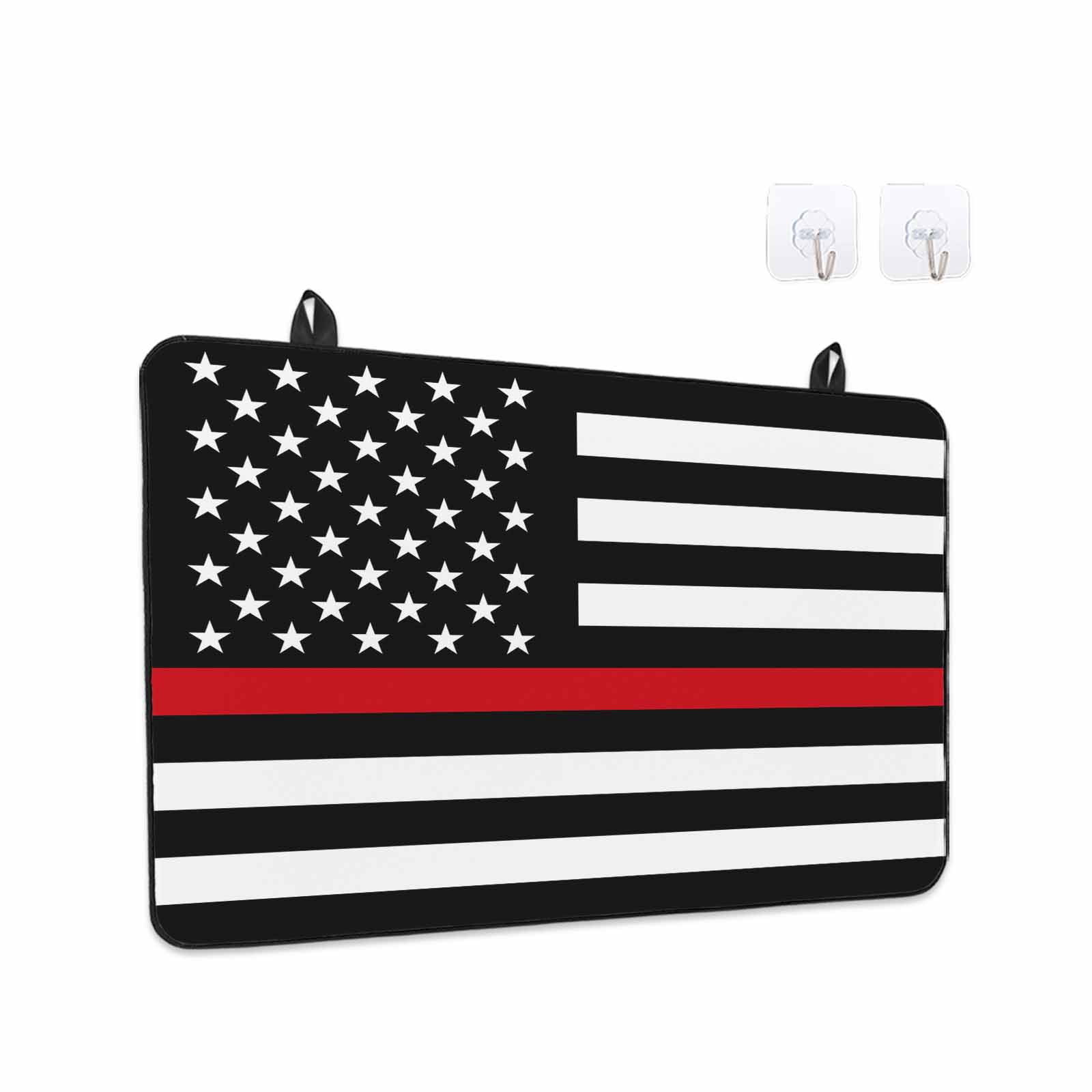 Red American Flag Stove Top Cover for Electric Stove, Heat-proof & Non Slip Glass Top Stove Cover Protector, Black White Striped US Flag Stars Kitchen Flat Cooktop Rubber Mat 28.5x20.5 Inches