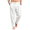 thumbnail image 2 of Lmueinov Mens Cotton Linen Pants Casual Business Pants with Pockets Lightweight Wide Leg Dress Trousers for Men 2026 Vacation Summer Fall Outfits, 2 of 5