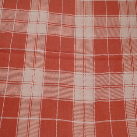 Free Shipping!! Peach Ecru Checker Plaid Design Printed 55" Light-Weight Rayon Challis Fabric