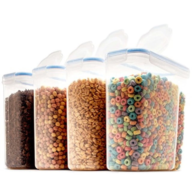 4 Set Large Cereal Storage Containers Dry Food Storage BPA Free w/ Locking Lids 