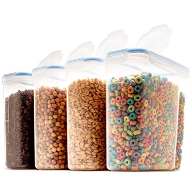 set of 4 large cereal & dry food storage containers bpafree plastic