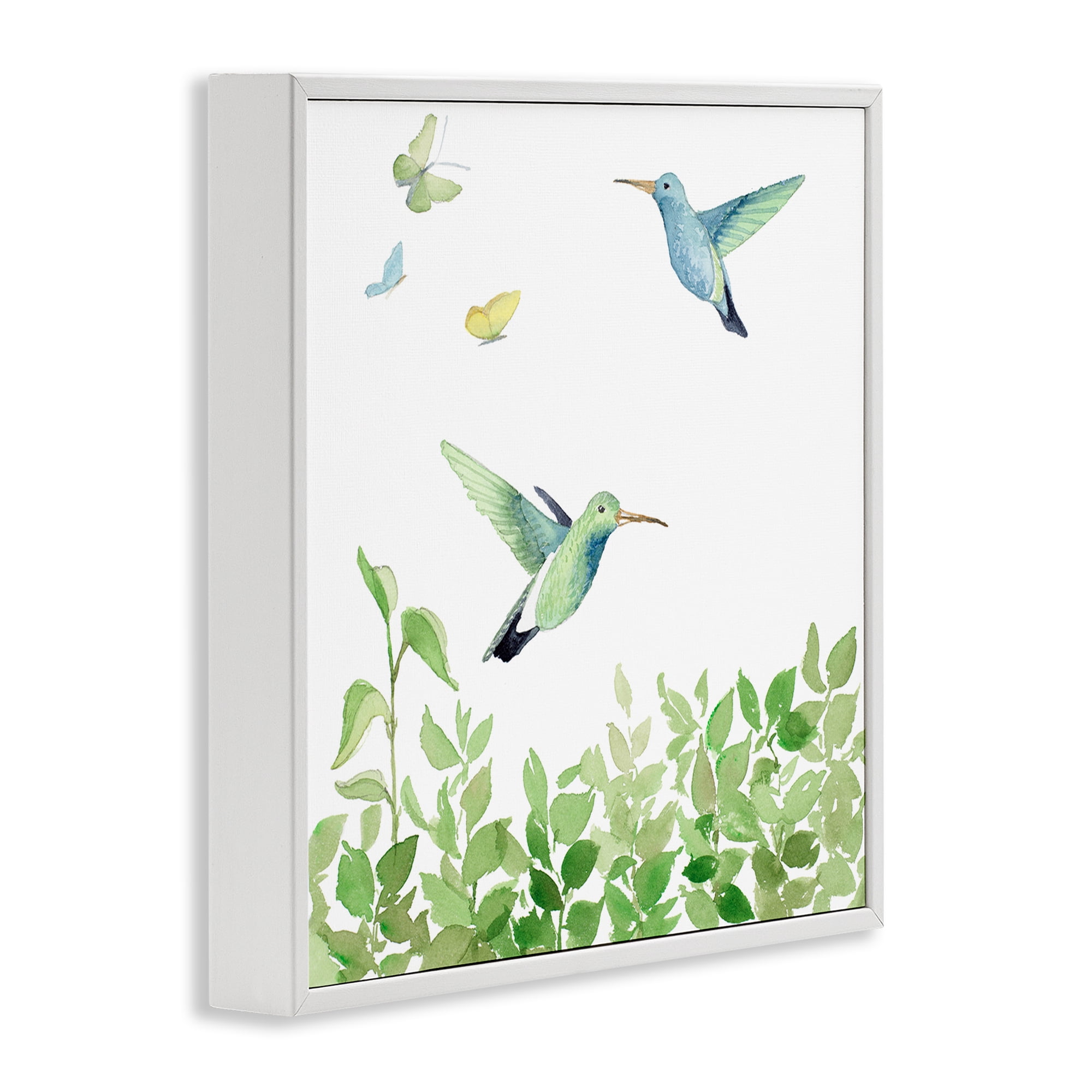 Stupell Industries Spring Hummingbirds Scene Animals & Insects Painting White Framed Art Print Wall Art, 12 x 12