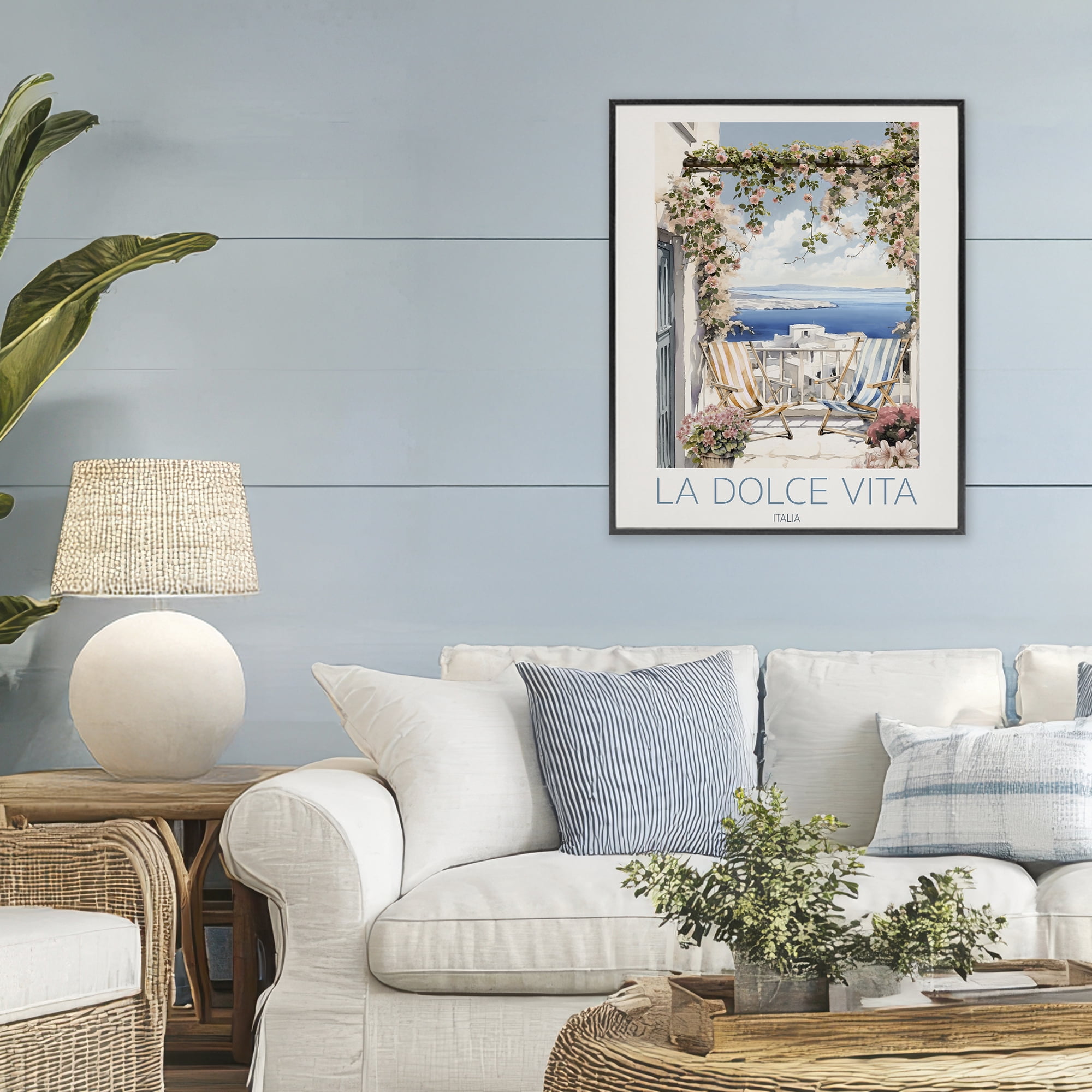 Stupell Industries Coastal Italian Balcony View Black Framed Giclee Art, design by CAD Designs