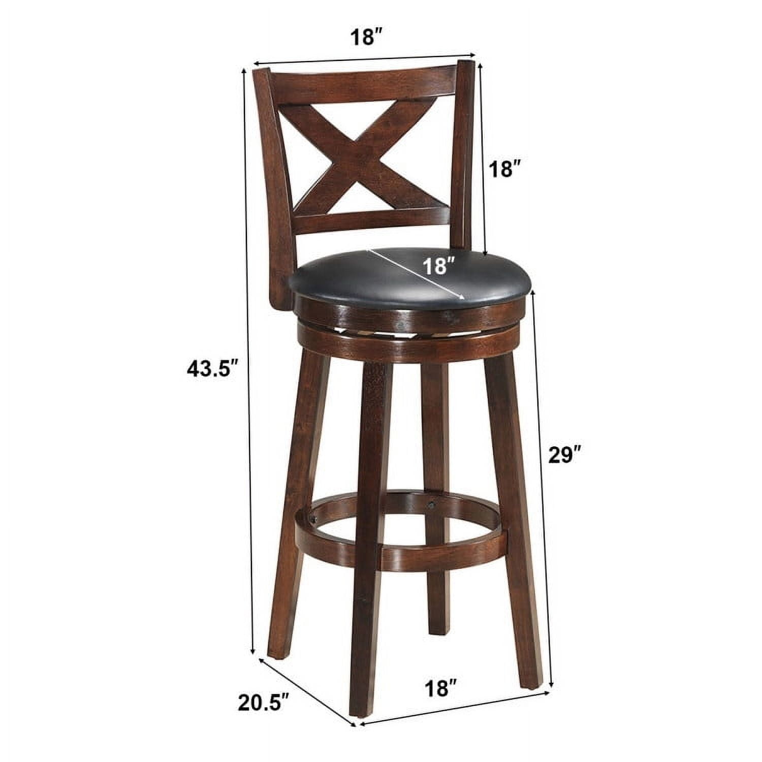 Demi Bonn 29" Swivel Counter Height Bar Stool with PVC Cushioned Seat and X-back Upholstered, Modern Dining Chairs, Brown