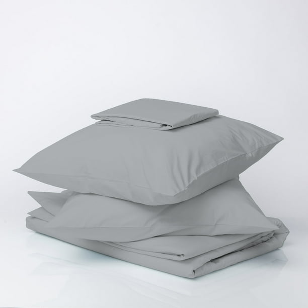 Color Sense Brushed Cotton Blend Percale Sheet Set King Light Gray ...
