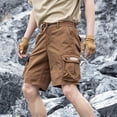 thumbnail image 7 of Men's 100% Cotton Cargo Shorts Workwear Multi Pocket Shorts Elastic Belt Relaxed Fit Casual Summer Hiking Shorts Big and Tall Size XS-3XL Coffee, 7 of 7