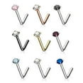 thumbnail image 2 of Luxe Modz 18G 20G Prong Set Gem CZ Top L Shaped Nose Stud Ring Surgical Steel Piercings Jewelry for Women Men - Sold Each, 2 of 6