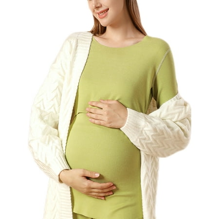 

Colisha Lightweight Base Layer Long Johns Set Ladies Breastfeeding Sleeve Pajama Sets Ultra Soft 2 Pieces Top And Bottom Suits Matcha Green M