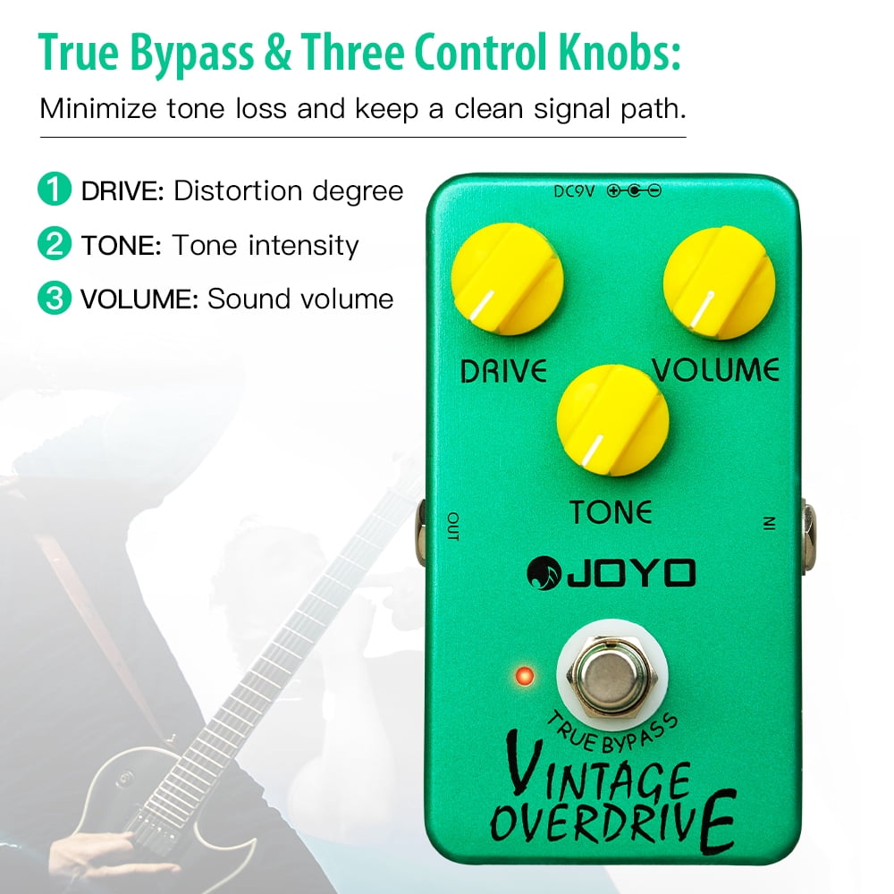 JOYO Warm Smooth Overdrive Effect Pedal, 3-Knob Control for Blues Rock Rhythm & Lead for Home Practice