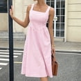 thumbnail image 2 of DHFJKG Summer Midi Dresses For Women Striped Square Neck Casual Sleeveless Swing A Line Dress Wedding Guest Dress, 2 of 9