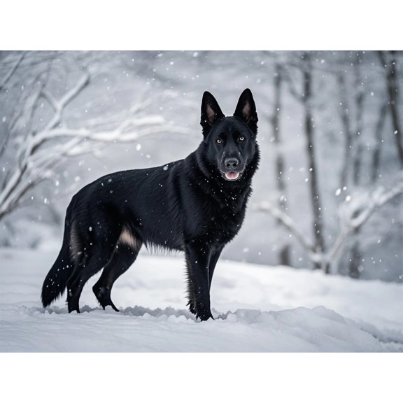 Black German Shepherd Diamond Dots Painting DIY Kits 5D Diamond Art Full Round Drill Beads by Number Stitch Handmade Arts and Crafts for Living Room Bedroom Home Wall Decor 12x16 inch / 30x40cm