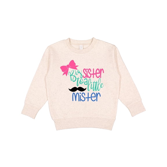 Inktastic Big Sister to a Little Mister Bow and Mustache Toddler Sweatshirt