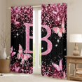 thumbnail image 2 of Manfei Lovely Initial Sequin Print B Kitchen Curtains,Pretty Butterfly Black Out Curtains Pack of 2 (42x63 Each),Pink, 2 of 7