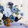 thumbnail image 5 of 3X Fake Dusty Blue Peony Flowers Combo for DIY Wedding Bridal Bouquets Centerpieces Home Decorations, 5 of 9