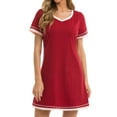 thumbnail image 4 of Women's Short Sleeve Nightgown Cotton Sleepshirts V Neck Short Shirt Loose Comfy Pajama Sleepwear S-XXL, 4 of 6