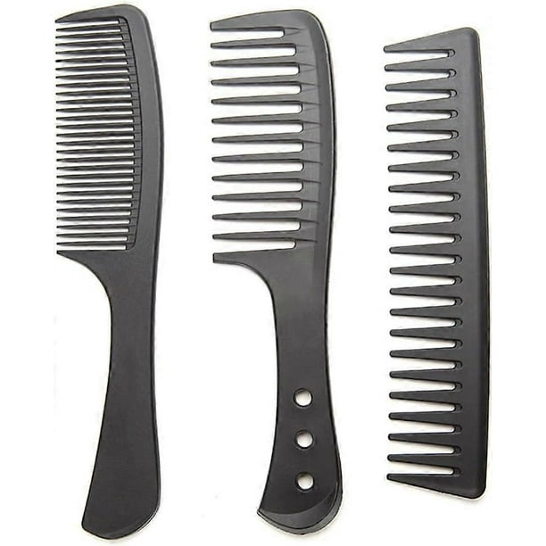 3 Pieces Combs Set - Black Wide Toothed Comb Hairdressing Combs Heat Resistant Anti-static Detangling Hair Comb Cutting Combs