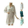 thumbnail image 6 of Biekopu Women Silk Robes Lace Trim Short Satin Sleepwear 3/4 Sleeve V-Neck Dressing Gown Bathrobe Nightwear with Belt, 6 of 6