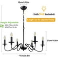 thumbnail image 5 of DingLiLighting 6 Light Farmhouse Chandelier Candle Stick Chandeliers Modern Black Pendant Light for Kitchen Island Industrial Iron Chandelier for Living Room Foyer Dining, 5 of 9