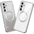 thumbnail image 2 of Clear Magnetic Case for Samsung Galaxy S23 FE 5G with Gradient Glitter Peice(2 in 1), Luxury Plating Cute Transparent Bling Sparke Case for Women Girls,Shockproof TPU Protector Cover-Silver, 2 of 15
